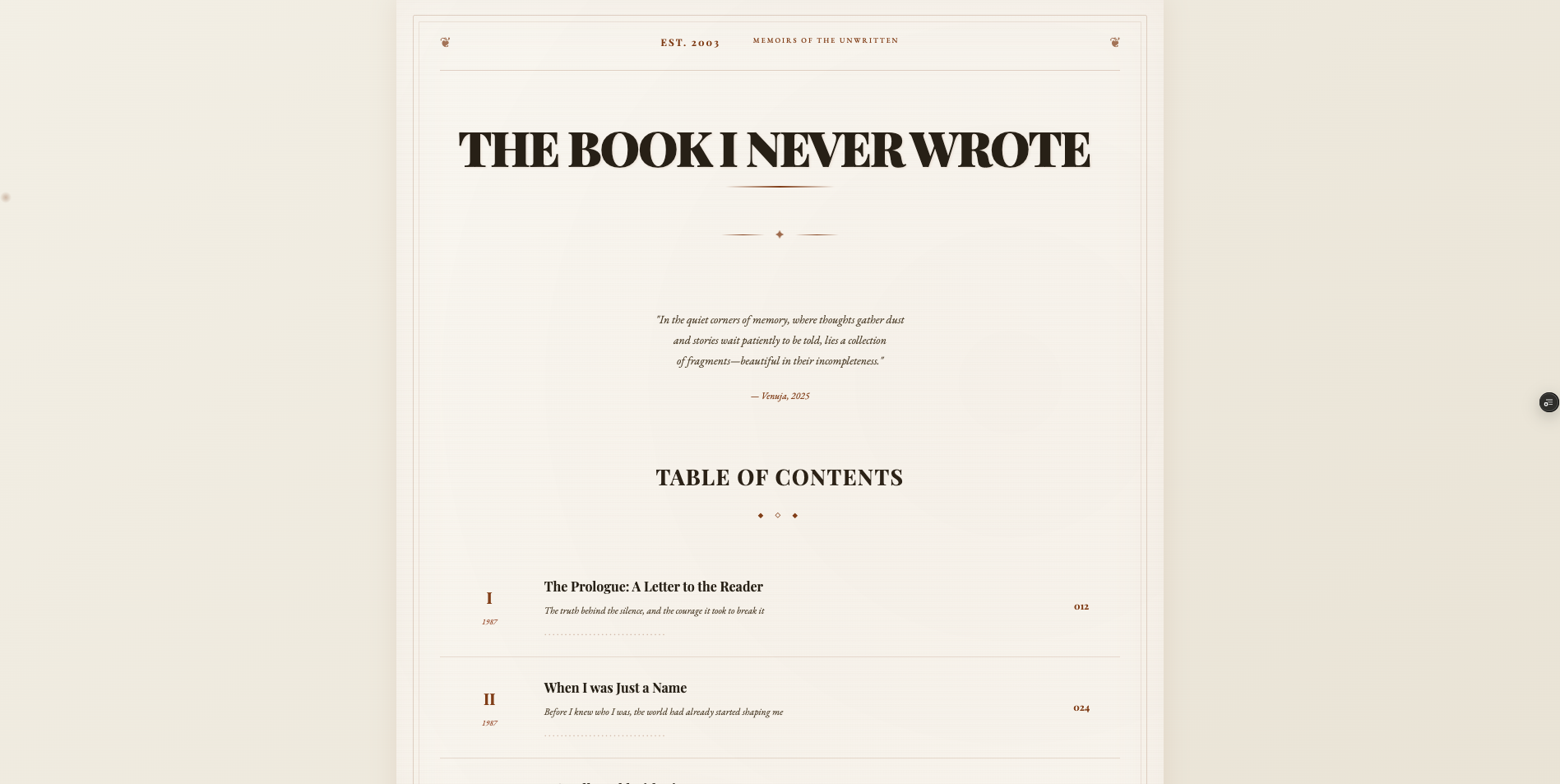 The Book I Never Wrote