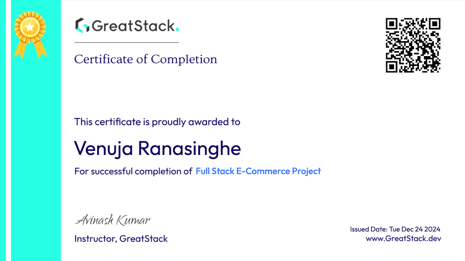 Completion of Full Stack Project