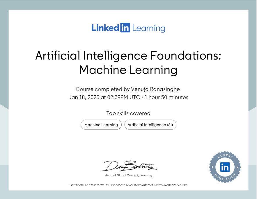 Artificial Intelligence Foundations: ML