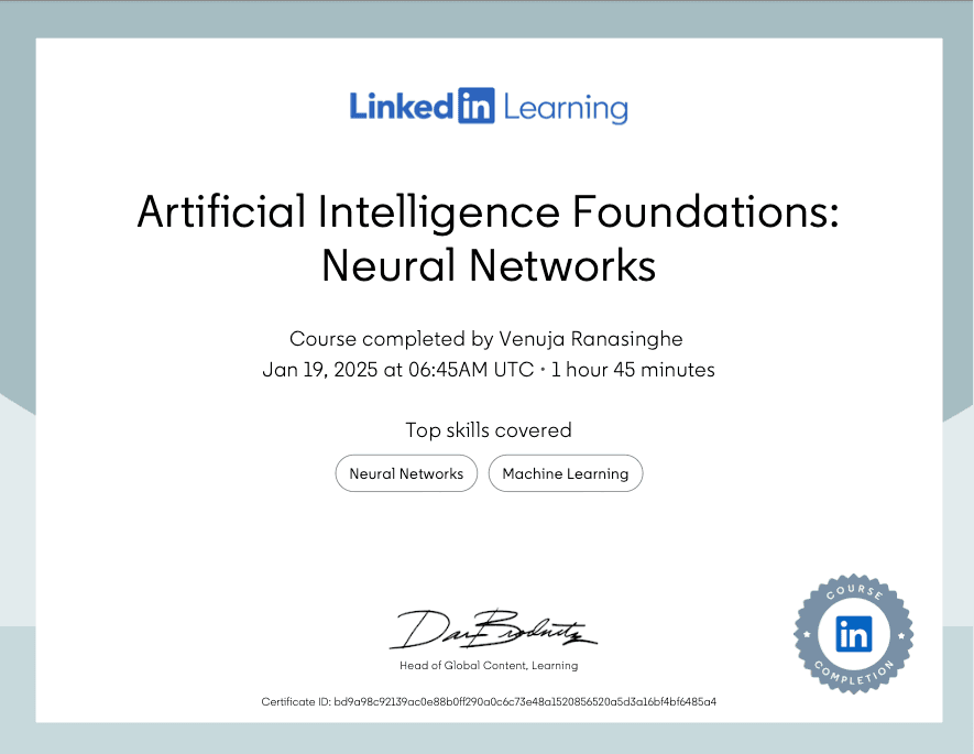 Artificial Intelligence Foundations: Neural Networks